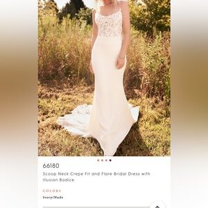 Justin Alexander - Scoop Neck Crepe Fit and Flare Dress w/ Illusion Bodice